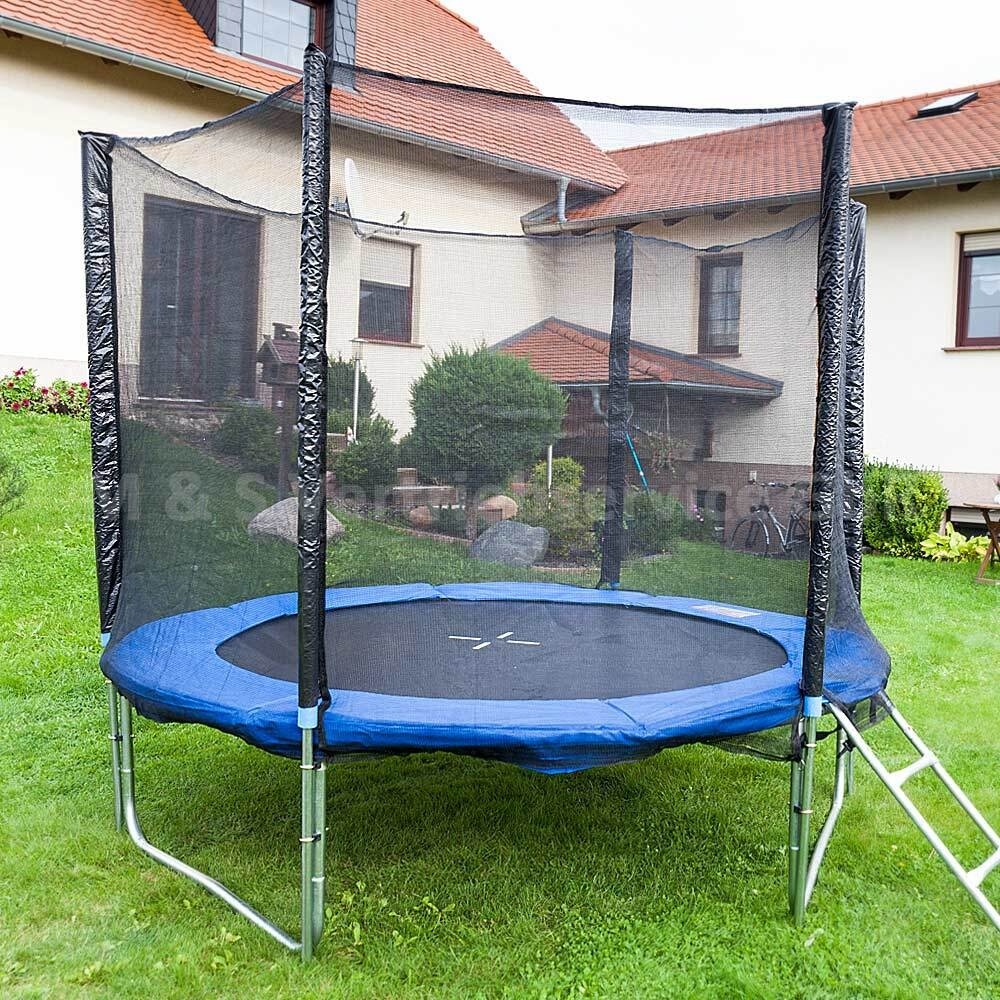 Zahradní trampolína na skákání 250cm vysoká ochranná síť do 100kg nosnost MS16527
